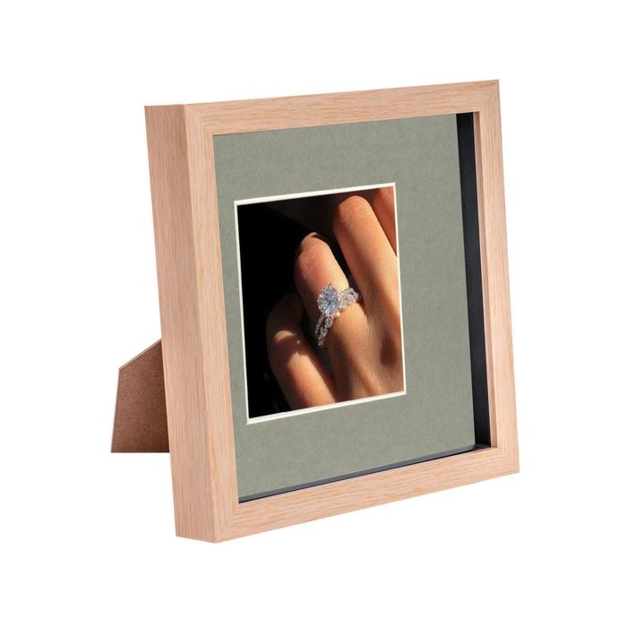 Nicola Spring Shadow Box Frame - 8 x 8" with 4 x 4" Mount - Light Wood