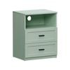 Oikiture 2pc Bedside Table 2 Drawers Open Shelf Nightstand Cabinet Green