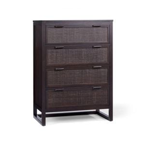 Teamson Home Hatteras Dresser with 4 Rattan Inlay Drawers, Espresso