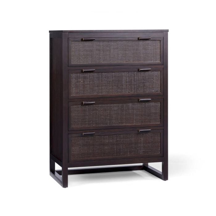 Teamson Home Hatteras Dresser with 4 Rattan Inlay Drawers, Espresso