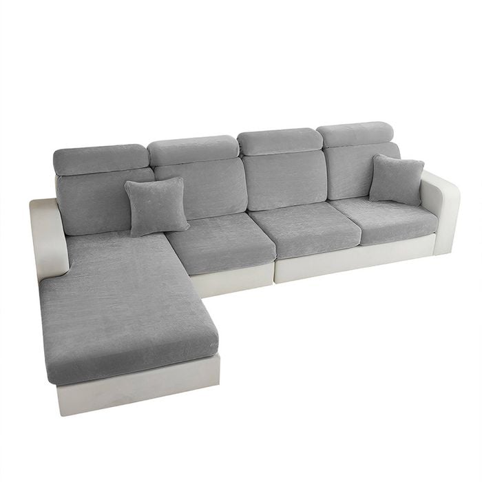 Anyseat Sofa Cover Dark Gray L-shape Polyester Chenille Thick Stretchable Cushion For Living Room Normal Size Large