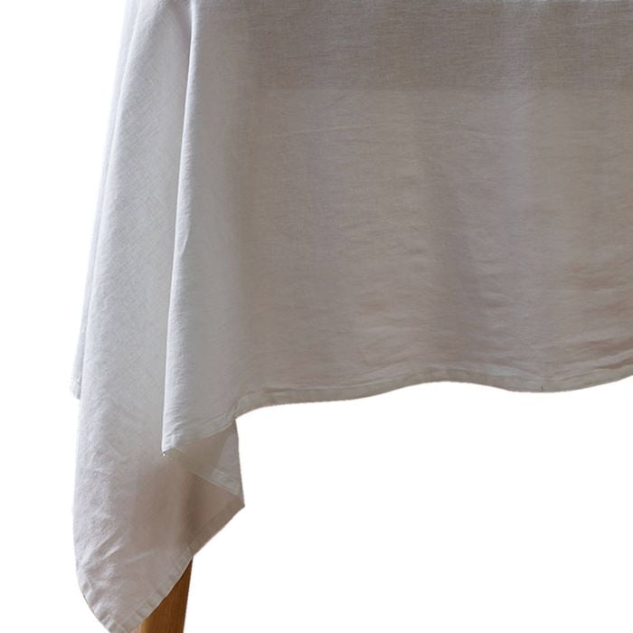 Vintage Design Homewares White Linen Cotton Tablecloth 150cm x 230cm