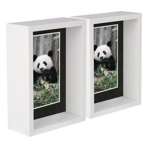 Nicola Spring 5" X 7" White 3d Deep Box Photo Frames - 4" X 6" Mount - Pack Of 5