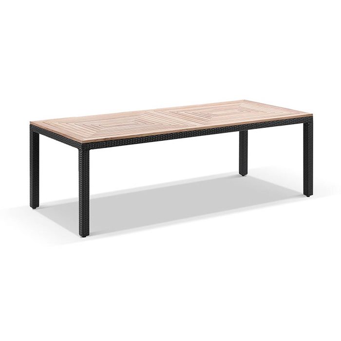 Sahara 8 Rectangle Outdoor Teak Timber And Wicker Dining Table Charcoal