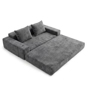 Advwin 2 Seater Folding Sofa Bed 2-in-1 Convertible Floor Loveseat Couch No Assembly w/ 2 Cup Holder & Side Pocket Grey