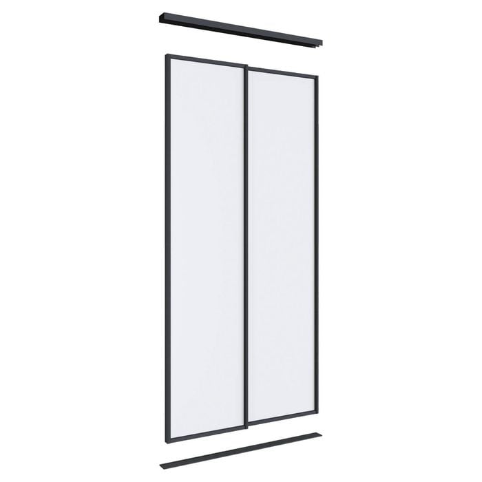 Lugna 2400 x 1200mm Black Melamine Wardrobe Double Sliding Doors
