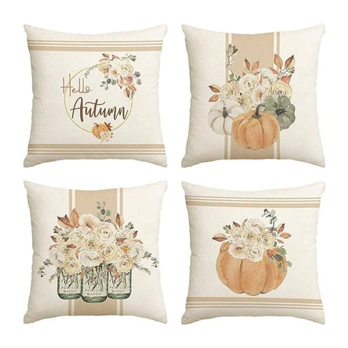 Catzon 4 Pcs Linen Throw Pillow Covers Autumn for Home