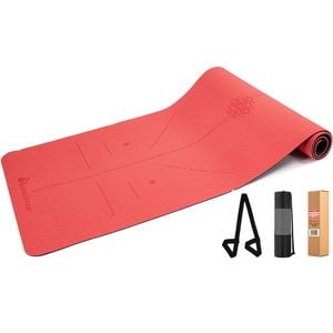 METEOR 183x65cm TPE Yoga Mat in 6mm Thickness (Red Grey)