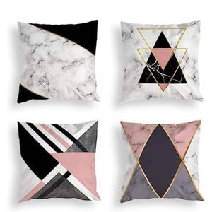 Catzon 4 Pcs Modern Throw Pillow Covers Geometric Flower Pattern for Couch