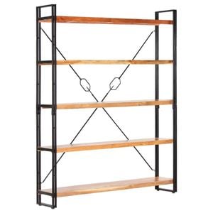 vidaXL Solid Acacia Wood 5-Tier Bookcase 140cm Standing Shelf Book Cabinet