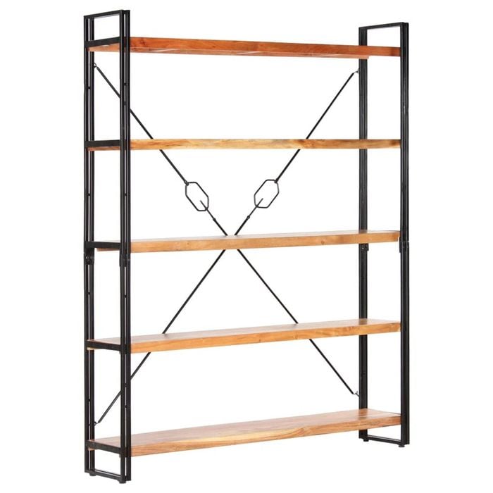 vidaXL Solid Acacia Wood 5-Tier Bookcase 140cm Standing Shelf Book Cabinet