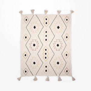 DWBH Handwoven Cotton Slub Throw Blanket Dori Embroidery 150x125x0cm TAREK