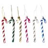 Catzon 6 Pcs Glitter Candy Cane Christmas Ornaments with Golden Ropes-Colorful