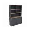 Olg Ekosystem Credenza New Oak And Charcoal With Hutch W720mm X D400mm X H1200mm