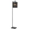 Telbix Lyndra Contemporary Standing Floor Lamp Light Foot Switch Metal Natural Fiber Gun Metal Black Patina