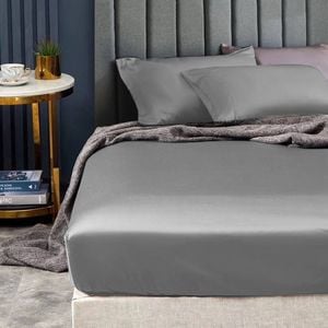 Ramesses 1500tc Elite Egyptian Cotton Sateen Fitted Sheet Combo Set Grey Mega King