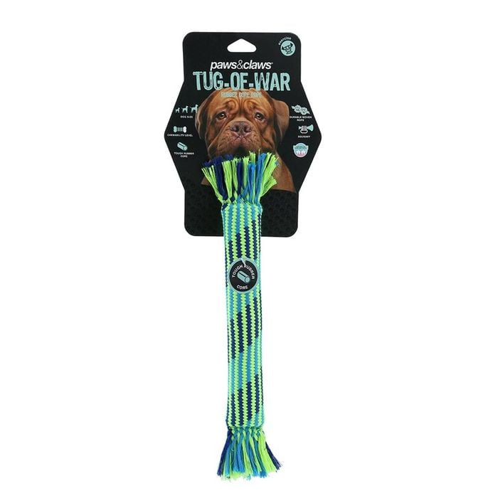 Paws & Claws Tug-Of-War Rubber Core Rope 30cm Blue/Green