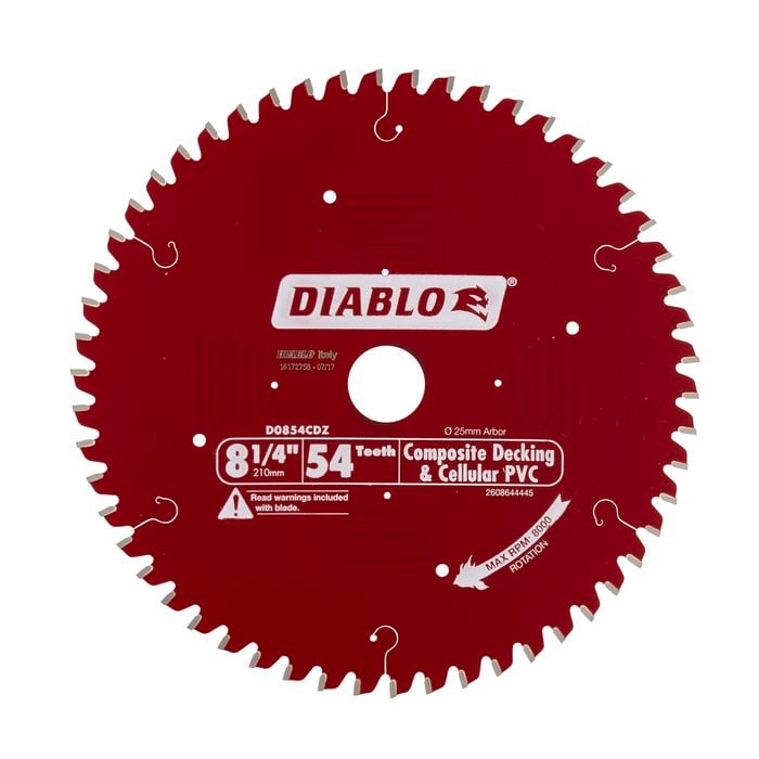 Diablo 209mm 8.25" 54 Teeth Composite Decking Circular Blade Saw