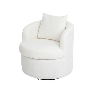 Levede Swivel Barrel Chair Sherpa Fleece Beige