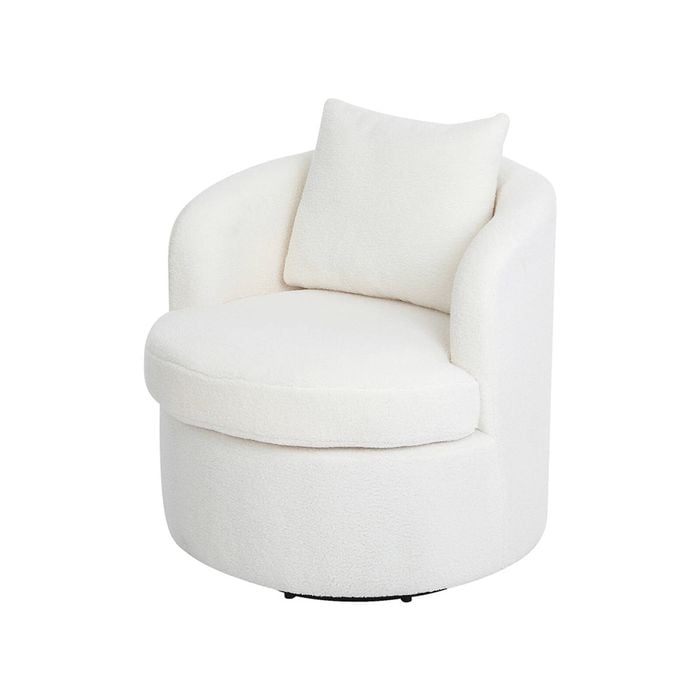 Levede Swivel Barrel Chair Sherpa Fleece Beige