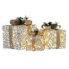 Christabelle 3 Piece Christmas Present Display Set with LED Lights & Gold Bows