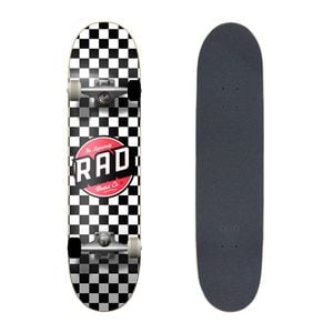 Rad Board Co Complete Skateboard Dude Crew Checker Deck Width 8in - Black/white