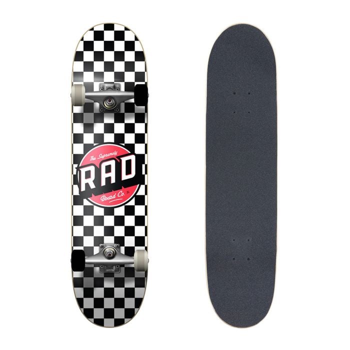 Rad Board Co Complete Skateboard Dude Crew Checker Deck Width 8in - Black/white