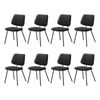 Oikiture 8x Dining Chair Vintage Retro Polyester Kitchen Padded Lounge Dark Grey