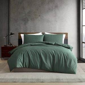Kenneth Cole Oxford Stripe Cotton Quilt Cover Set Home Bedding Single Bed Green