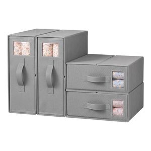 Artiss 4x Foldable Bed Sheet Organiser Box Set King Size Bedding Grey