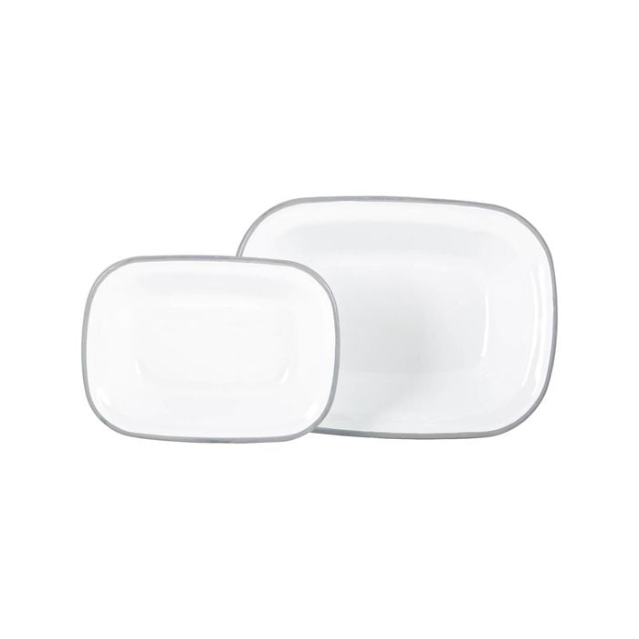 Argon Tableware 2pc White Enamel Pie Dishes Set - 2 Sizes