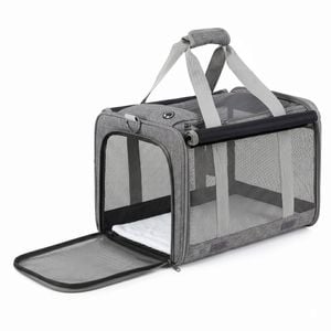 I.pet Pet Carrier Bag Foldable Dog Cat Durable Crate Travel Portable Kennel Grey