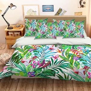 3D Bright Flowers Leaves 211 Bedding Set Pillowcases Quilt Duvet Cover Set Queen King