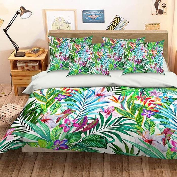 3D Bright Flowers Leaves 211 Bedding Set Pillowcases Quilt Duvet Cover Set Queen King