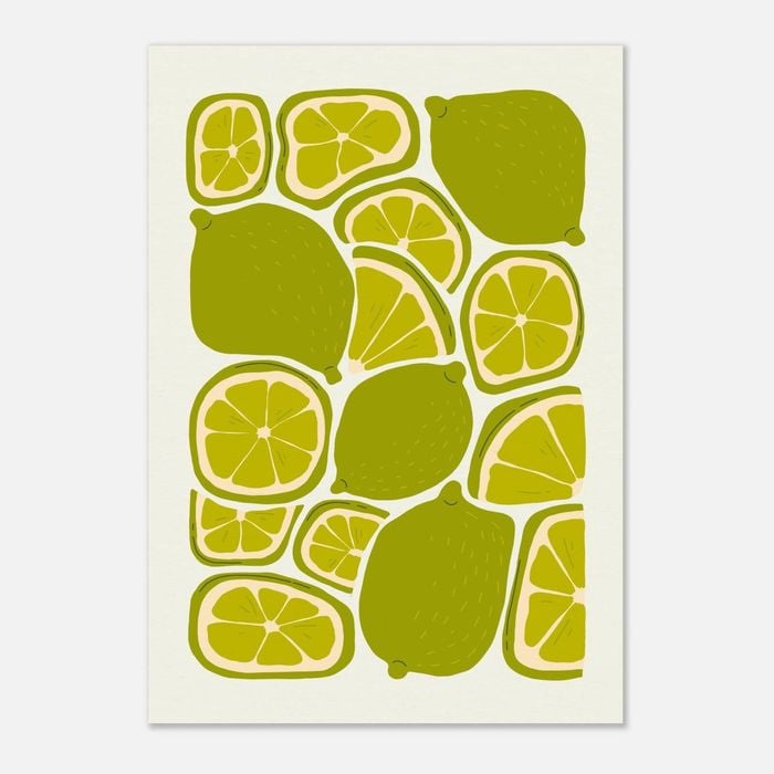 Galrie Vibrant Lime Print from Abstract Fruit Collection for Kitchen Wall Decor, Poster Only, A2 42 x 60cm (16 x 24inch)