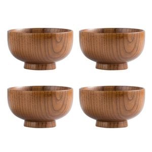 Anygleam Brown 4-Pc Wooden Bowls – Kitchen Tableware for Food