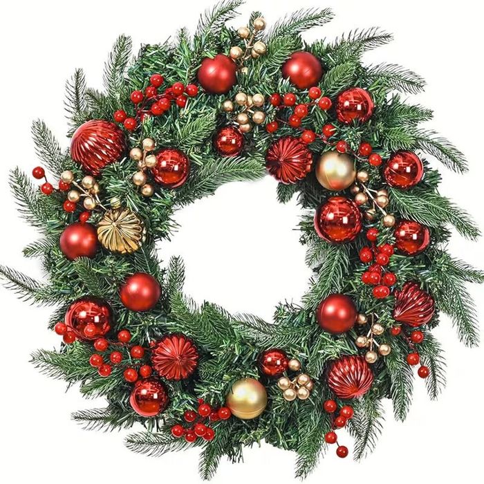 Lifebay Christmas Wreath with Ornaments & Berries