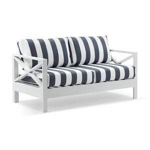 Bay Gallery Furnitire Kansas 2 Seater Lounge White & Navy Stripe Cushions