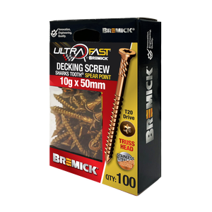 Bremick Ultrafast 10g x 50mm Stainless Steel 304 Bronze T20 Truss Head -100 Pack