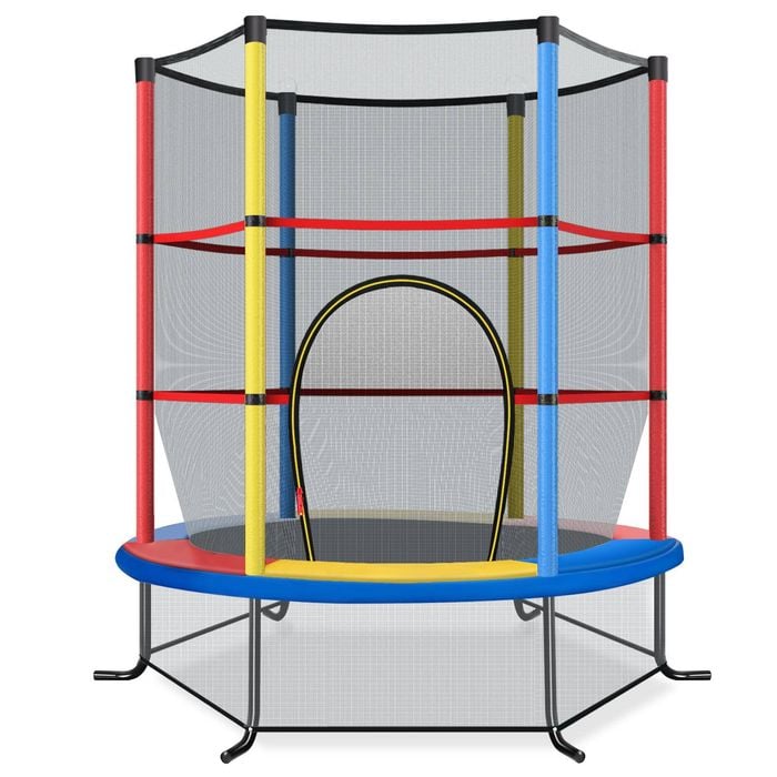 Costway 5.3FT Kids Trampoline Bouncer Jumping Trampolines Indoor Outdoor Children Gift w/Enclosure Net, Max Load 45kg