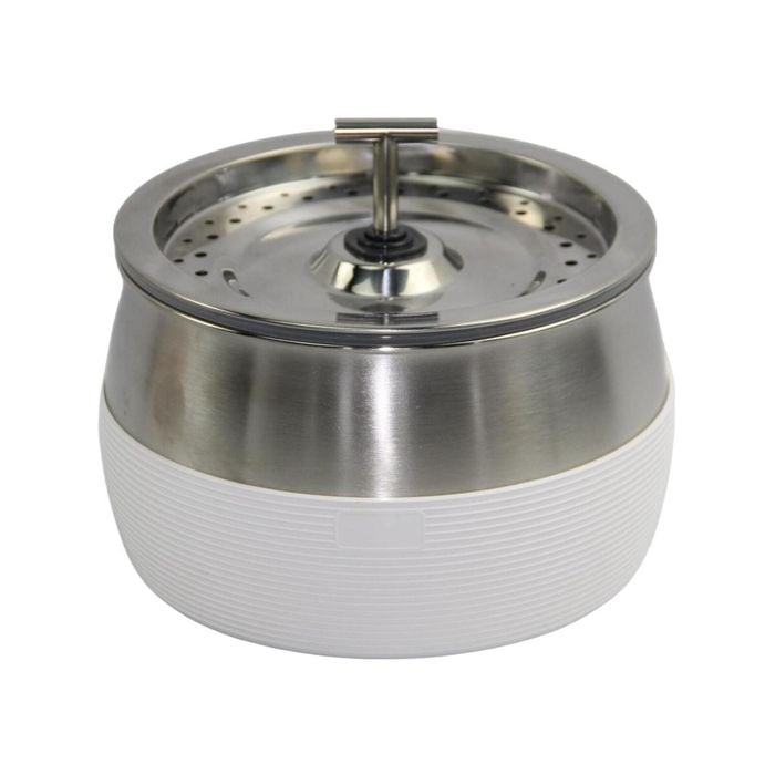 YES4PETS 3L Automatic Electric Pet Water Fountain Dog Cat Stainless Steel Feeder Bowl Dispenser White