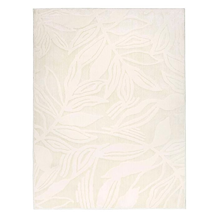 Loopsie-370cm X 280cm-bessant Leafy Cream And Beige Washable Rug