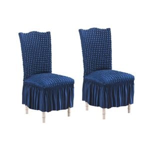 SOGA 2X Blue Chair Cover with Ruffle Skirt