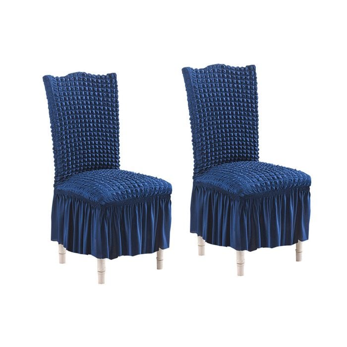 SOGA 2X Blue Chair Cover with Ruffle Skirt