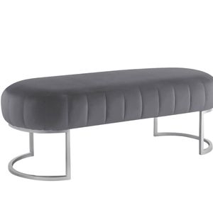 Lunare Velvet Ottoman Bench - Grey