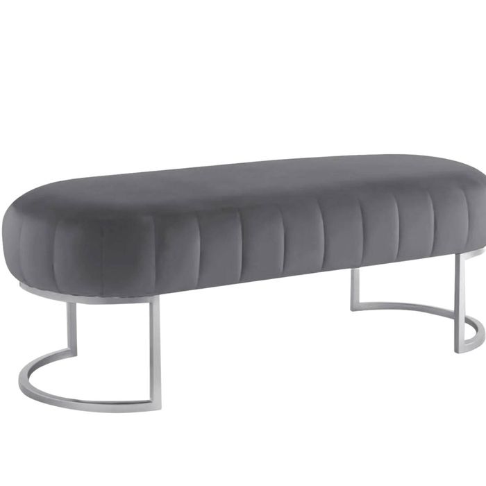 Lunare Velvet Ottoman Bench - Grey