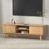 Homfurn 140cm Tv Unit – 2 Storage Cabinets, Cable Management, Anti-slip Feet, Pine Finish