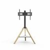 P&P Black & White Adjustable Floor TV Stand With Solid Wood Tripod Base