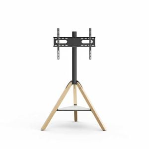 P&P Black & White Adjustable Floor TV Stand With Solid Wood Tripod Base