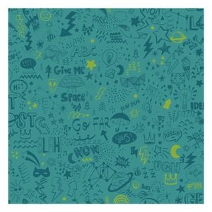 Sketch Teal/Neon Yellow Wallpaper  53cm x 10.05m